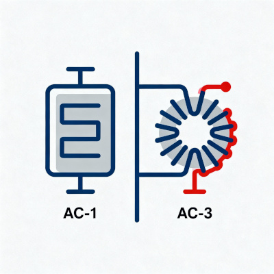 Активная и индуктивная нагрузки AC-1 и AC-3 для подбора кулачкового переключателя по категории применения